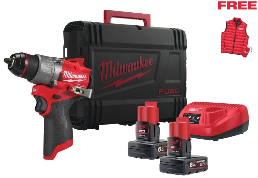 Milwaukee M12 FPD2MC-602X FUEL™ akkus ütvefúró-csavarozó (2 x 6.0 Ah Li-ion akkuval, Heavy Duty kofferben) termék fő termékképe