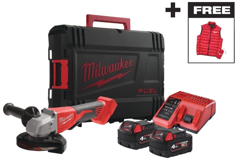 Milwaukee M18 BLSAG125XPDMC-402X akkus sarokcsiszoló (2 x 4.0 Ah Li-ion akkuval, Heavy Duty kofferben) termék fő termékképe