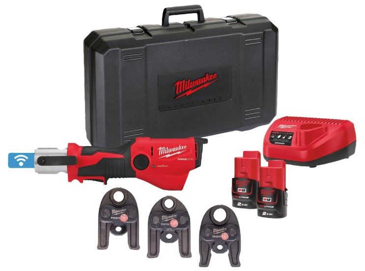Milwaukee M12 ONEHPT-202C TH-készlet szuperkompakt FORCE LOGIC™ hidraulikus présszerszám ONE-KEY™ funkcióval (2 x 2.0 Ah Li-ion akkuval) termék fő termékképe