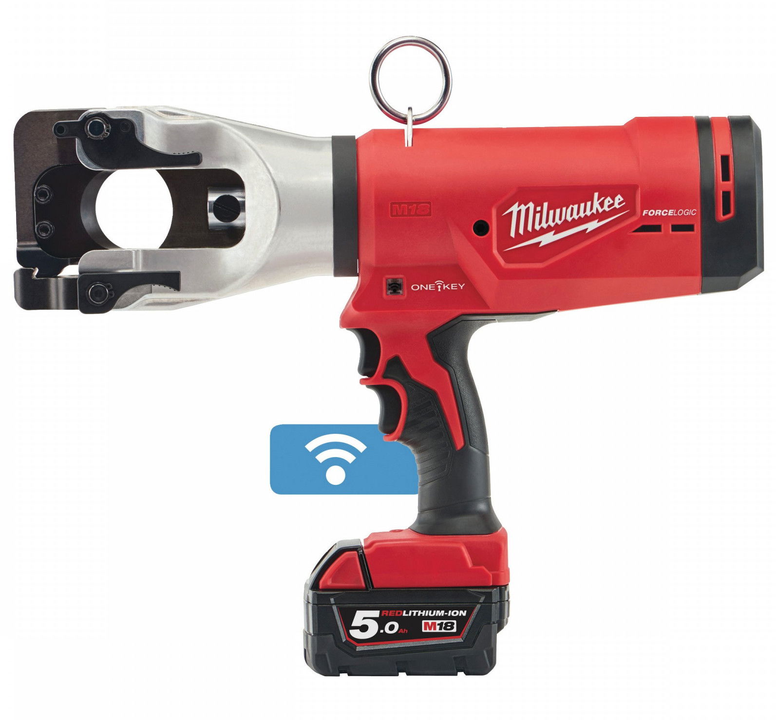 Milwaukee M18 HCC45-522C akkus ONE-KEY™ FORCELOGIC™ szénkefe nélküli hidraulikus kábelvágó (1 x 2.0 Ah és 1 x 5.0 Ah Li-ion akkuval) termék fő termékképe