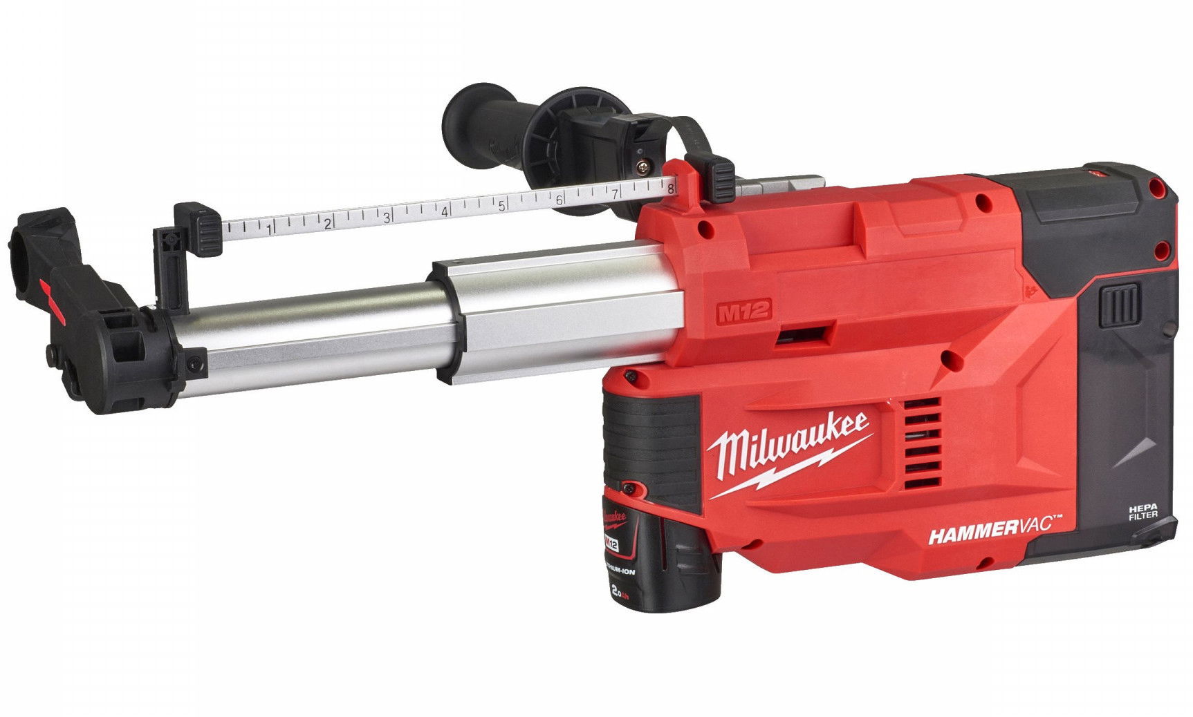 Milwaukee M12 UDEL-201B univerzális porelszívó fúrókalapácsokhoz (1 x 2.0 Ah Li-ion akkuval) termék fő termékképe